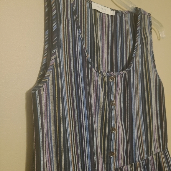 Mododoc | Women's Sandcastle Stripe Tiered Ruffle Mini Dress (Size Small) - Picture 6 of 12